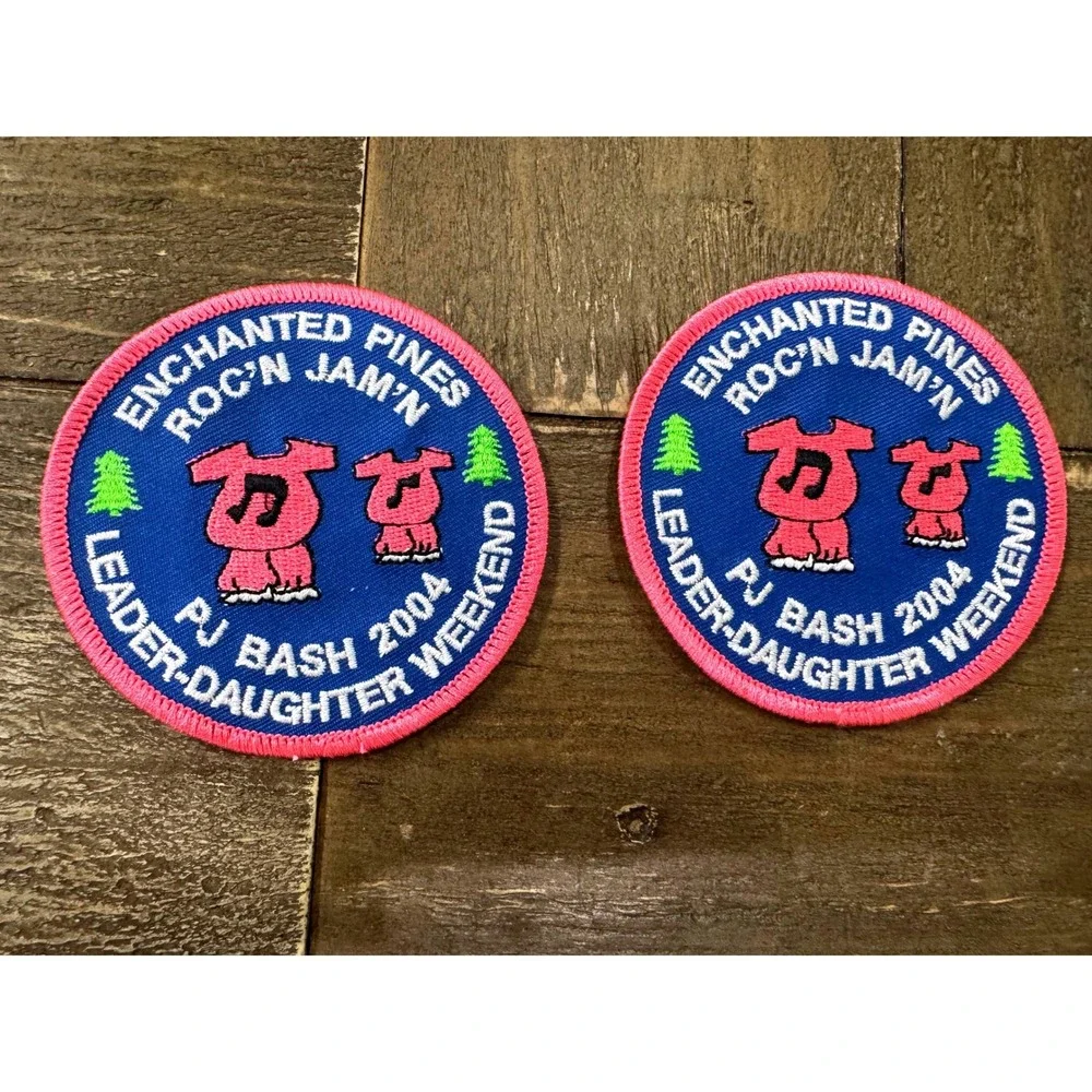 Vintage Girl Scout Enchanted Pines PJ Bash Weekend Patch Lot of 2 2004